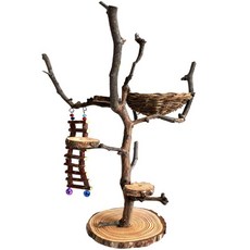 앵무새 놀이터 장난감 원목 우드 스탠드 가지 프레임, 높이 약45cm, 1개