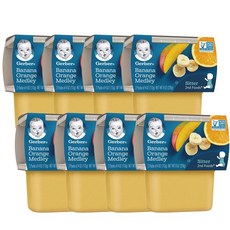 Gerber 2nd Foods Banana & Orange Medley 거버 과일 퓨레 2단계 바나나 오렌지 메들리 113g 2개입 8팩, 상세 참조, 1개