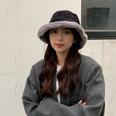 코듀로이 여성 겨울 가을 계절 스위트 큐트 털 두꺼운 보온 클로슈햇
