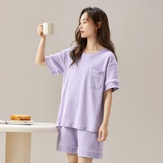 스토리원 여름 커플 파자마 잠옷 세트 베이직라인 반팔 반바지 남자 여자 홈웨어 U-HW009