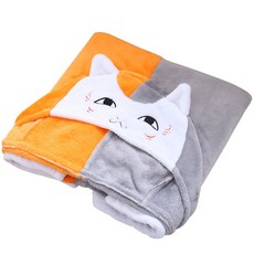 고양이 동물 캐릭터 넥케이프형 망토 무릎 담요, 고양이 선생님 (145cm * 7