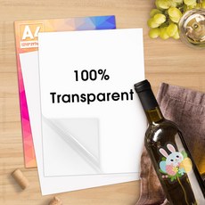 투명 A4 용지 시트 접착식 인쇄 가능라벨 스티커 잉크젯 프린터광택 비닐 라벨 복사, 01 Transparent, 1개