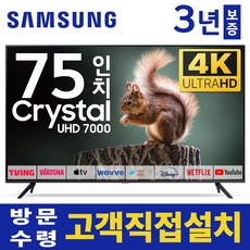 삼성 75인치 TV 4K UHD 스마트TV 75TU7000 유튜브 넷플릭스, 고객직접설치, 스탠드형