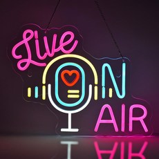 라이브 온 에어 네온 조명 LED 방송 룸 빌보드 스튜디오 실내 장식 뮤직 바 이자카야 커피숍, Live on Air