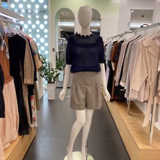 올리브데올리브 레이스 포인트 물결 자수 시스루 반팔 니트 OK0AP710