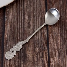 빈티지 레트로 스텐 옛날 장미 화채수저 빙수스푼 아이스크림스푼 팥빙수수저, 1개