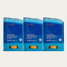 AHC 내추럴 퍼펙션 더블쉴드 선스틱 SPF50+ PA++++ / 스틱 썬크림 혼합자차 스틱 선크림/ 파랑/ 더블쉴드 하늘색 제형 선스틱/ 남녀공용, 14g, 3개