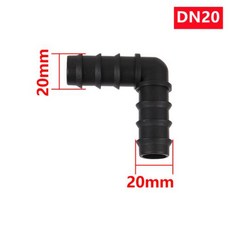 파이프 7mm 시스템 3mm DN16mm 5mm 8mm 11mm 조인트 엘보 커플링 멀티 인터페이스 도 관개 바브 90 DN20mm 블랙 4mm 액세서리 마이크로, 1개