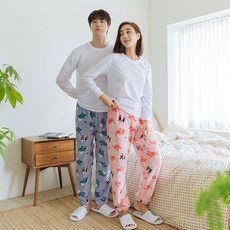 도씨 홈웨어 커플용 밍크 수면 잠옷 바지 파자마 1+1