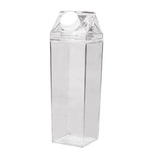 명확한 우유 판지 물병 500ml 누출 방지 귀여운 사각 우유 상자 야외 스포츠 여행 캠핑을위한 휴대용 주스 병, 분명한, 6x17.2cm, PP