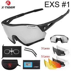 X-tiger 새로운 사이클링 안경 mtb 자전거 보호 안경 달리기 낚시 스포츠 남성 여성 5 렌즈 편광 자전거 선글라스, 색상 01, 3 렌즈, 색상 01