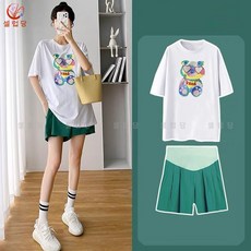 셀럽당 임부복 여름 패션 티셔츠 상의+반바지 투피스