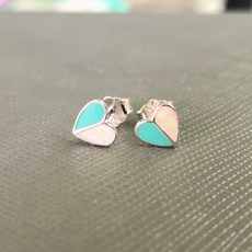 Ms S925 순수 실버 하트 모양의 파란색 흰색 에나멜 스 플라이 싱 ms 하트 모양의 귀걸이 실버 하트 모양의 귀걸이