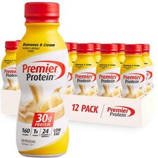 Premier Protein 프리미어 프로틴 쉐이크 바나나+크림맛 340ml 12팩, 바나나+크림