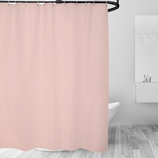 퓨어 컬러 심플 솔리드 방수 곰팡이 방지 샤워 커튼 샤워 칸막이 욕실 걸이 커튼, 라이트 핑크, 80*180 메탈 버클 아이, 1개