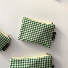 [바보사랑] 초록 잔체크 파우치 (Green small check pouch)