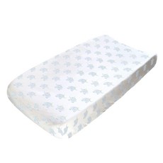 Hello Spud - Gray Elephant Changing Pad Cover Organi Hello Spud - 그레이 코끼리 교환 패드 커버 오가닉 코튼 저지 - 슈퍼 소프, 1개, Gray Elephant PRINT