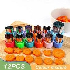 플라스틱 손잡이 꽃 야채 커터 만화 모양 과일 케이크 비스킷 절, 9.12Pcs-혼합색상, 1개