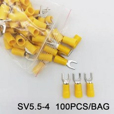 8pcs 사전 절연 스페이드 와이어 압착 단자 개/갑 케이블 커넥터 100 AWG12-10, 01 SV5.5-4