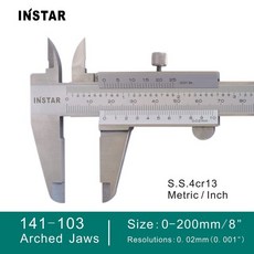 INSTAR 버니어 캘리퍼 스테인레스 스틸 150mm 6 인치 DIN 표준 200mm 8 인치 미세 조정 300mm 12, 141-103 200x0.02mm