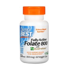 닥터스베스트 풀리 액티브 폴레이트 활성 엽산 800mcg 60정 베지캡슐 비타민C 1일 1정 2개월분 아스코르브산 메틸테트라히드로엽산 글루코사민, 2개