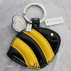 261758 코치 옐로우 Bumble Bee 가죽 keychain 키링 key fob charm