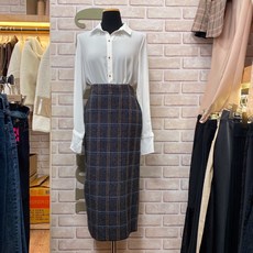 트렌드컬렉션 체크 H라인 롱 스커트