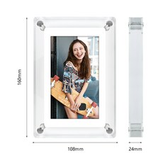 아크릴 디지털 포토 프레임 수직 디스플레이 IPS 화면 4G 메모리 배터리 액자 5 인치 1200mAh, 01 공간