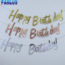 6 개/대 로즈 골드 생일 축하 배너 장식 Anniversaire 첫 번째 생일 캔디 바 소년 파티 장식 Anniversaire Fille|배너 스트리머 & 컨페티|, 1개, Rose Gold, 단일