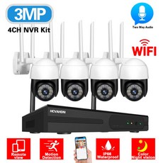 영어 설명서 Wifi CCTV 카메라 보안 시스템 키트 PTZ 3MP 4CH 무선 NVR 장치 실외 컬러 야시 돔 카메라 모니터링 시스템 2MP, 없다, 금 플러그, 4 카메라 키트, 1개