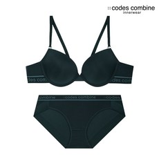 레터링 아웃밴드 그린 브라 팬티 세트