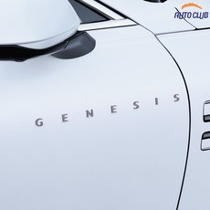 (오토클럽) 제네시스 튜닝 이니셜 로고 레터링 G70 G80 G90 GV70 GV80 차량 악세사리 용품, 도어 휀다 엠블럼 2p - 실버