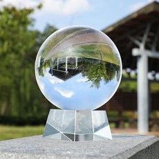인테리어 소품 벚꽃 구슬 우주 수정 흰색 선물, 18cm 수정구 [유리 대]