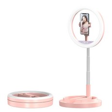 LED 스퀘어 필 라이트 라이브 슈팅 플랫 램프 크리스탈 링 휴대폰 방송 선물, 분홍색