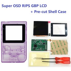 OSD 슈퍼 대형 버전 GBP Q5 IPS 백라이트 LCD 레트로 픽셀 모드 하이라이트 키트 게임보이 포켓 콘솔용 쉘 포함, Clear Purple, 7.Clear Purple