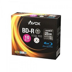 AVOX 블루 레이 디스크 BD-R 녹화 25G 1-4 배속 10 장 팩 BR130RAPW10A, 단일상품