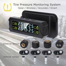 타이어 압력 모니터링 시스템 무선 태양광 TPMS 5 가지 알람 모드 자동 백라이트 LCD 디스플레이 4 센서 0-81 PSI, internal