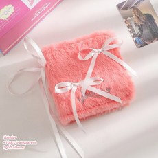 스위트 크로스 리본 바인더 포토 아블럼 3 인치 카드용 심플 봉제 활 사진 수집, pink set