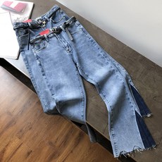부츠컷청바지 얇은허리 씨리즈 ~ 현아스타일 하이웨스트 슬림핏 패션 매치하기좋은 나팔 플레어바지 털트리밍 데님 9부바지