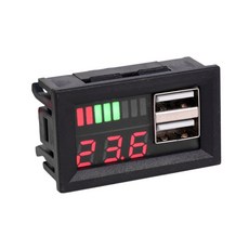 전기 멀티 테스터기 자동차 전압계 패널 리튬 배터리 용량 표시기 전력 테스터 USB 5V 2.4A 이온 납산, 1개