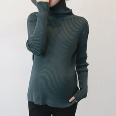 라오농 여성 긴팔 오버핏 라운드넥 플라워 니트 환절기임산부복 터틀넥 스웨터+d201LL