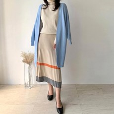 네모 여성용 주름니트배색 스커트