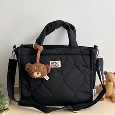 누빔가방 곰돌이 패딩 토트백 휴대용 퀼팅 숄더백 기저귀가방 가벼운 패딩백