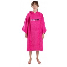 드라이 로브 타월 변경 로브-반소매 후드 판초 타올 (작은 아이-핑크)