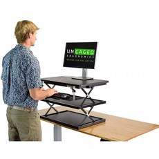 CHANGEdesk 2-키가 큰 인체 공학적 노트북 및 데스크탑 스탠딩 데스크 변환 + 높이 조절 키보드 트레이, 단일상품, 단일상품