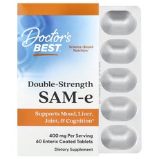 Doctor's Best SAM-e 더블 스트렝스 400mg 장용성 코팅 60정, Doctor's Best SAM-e 더블 스..., 1개