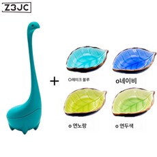 Z3JC 차 우려내는 그릇 차 필터 사랑스런 차 새는 티백 티백 티백 티백 티백 티백 신기, 네스호수괴+1 도자기 접시【메모컬러】, 1개