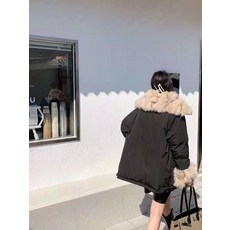 점퍼패딩 겨울 참되다 폭스털 탈착 커프스 하프기장 와이드 루즈핏 파카 여성