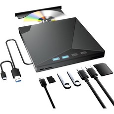 Taopjwr 노트북용 외장 CD/DVD 드라이브 7-in-1 CD 버너 USB 3.0 및 Type-C 휴대용 DVD ROM 플레이어 리더 Latptop PC Windows X, Taopjwr 노트북용 외장 CD/DVD 드라이브, 7