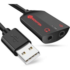 MOKFON USB 오디오 어댑터 지원 Windows Mac Linux. PC 노트북 데스크톱 스위치 PS4 등을 위한 3.5mm 잭 헤드폰 및 마이크가 포함된 외장 스테레오, 1개